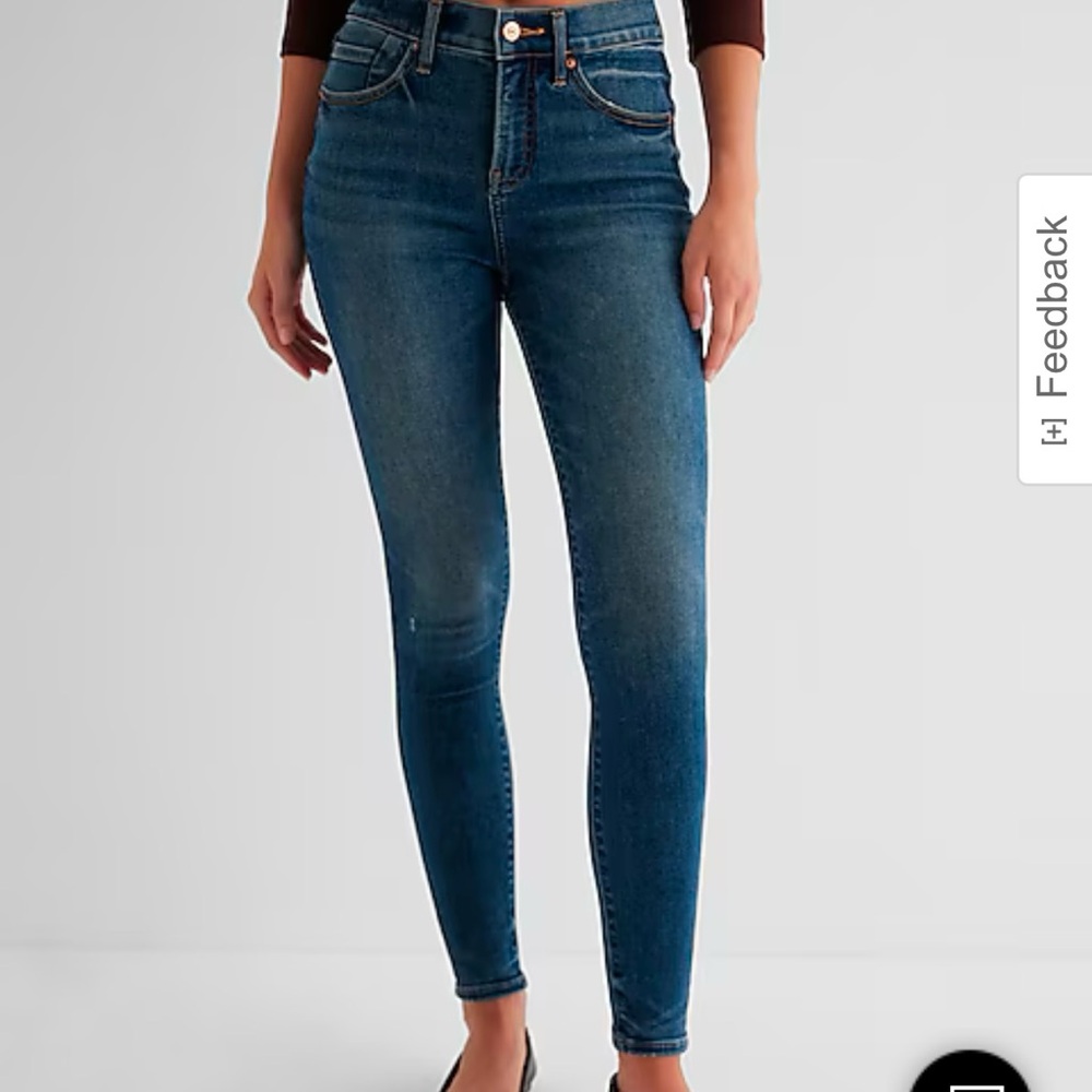 Express Mid Rise Dark Wash Skinny Jeans